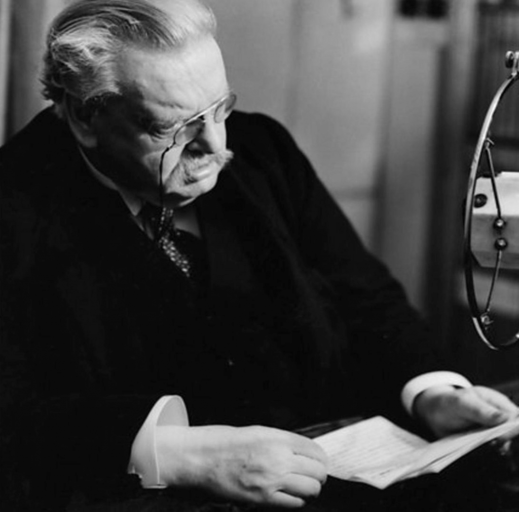 Chesterton at the microphone